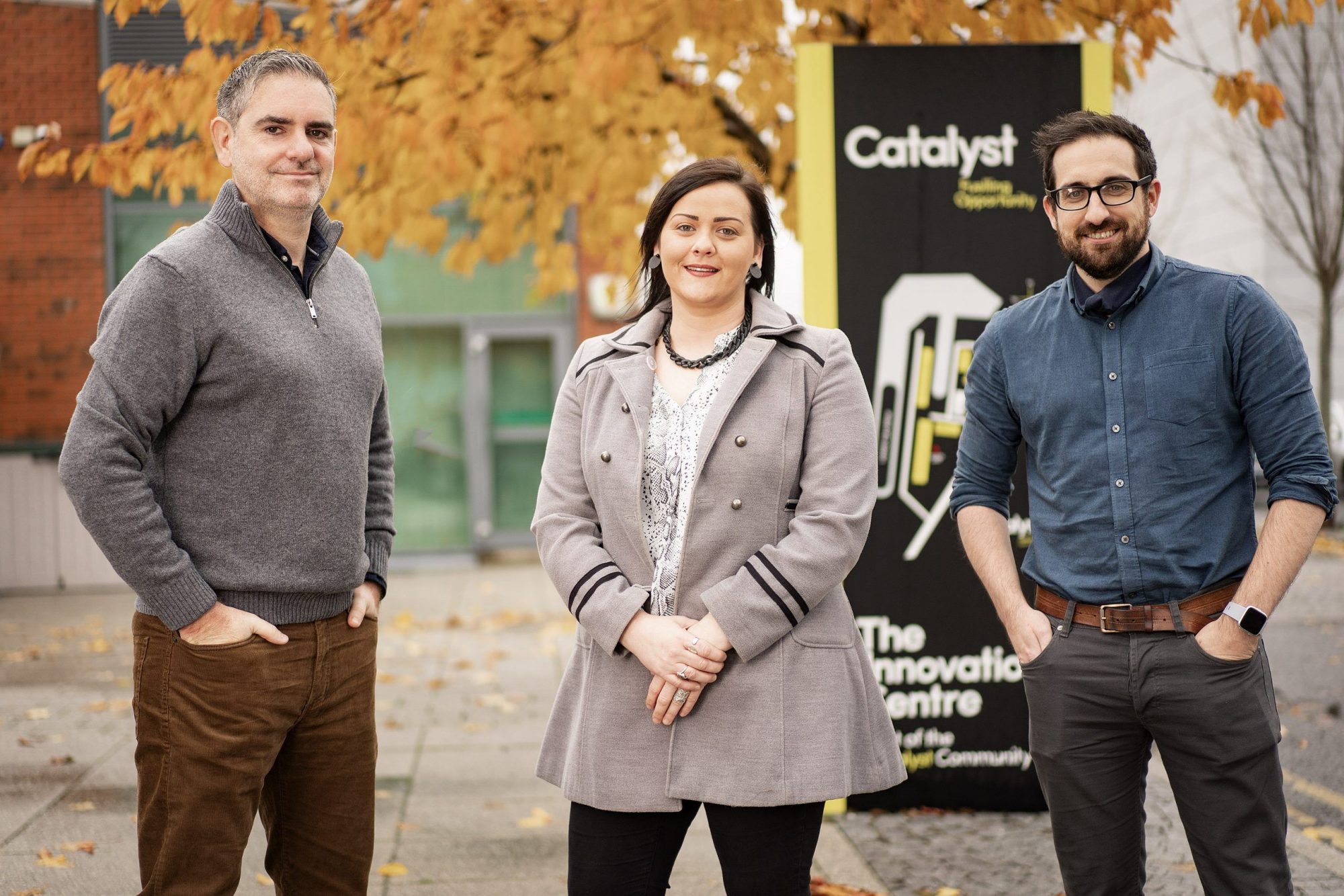 Liam McEvoy and Maria Diffley from SustainIQ are pictured with Paul Clancy, programme manager for Springboard.